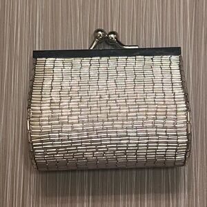 Kenneth Cole Reaction Silver beaded coin change purse